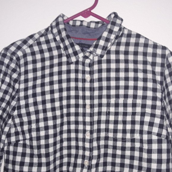 Tommy Hilfiger Black and White Plaid Long Sleeve Shirt Girls Size Large - Picture 2 of 5